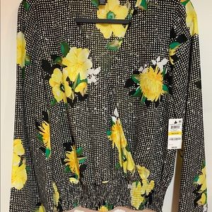 INC Black & Yellow Blouse
